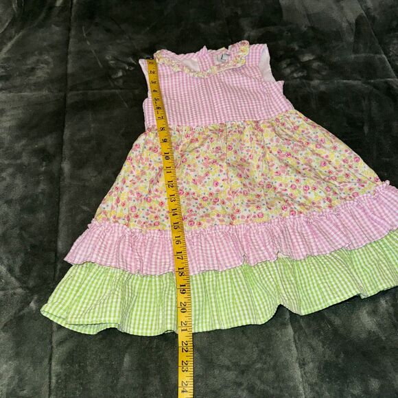 Rare Editions Fit & Flare Dress Youth Girls 4T Multicolor Plaid Tiered Ruffles - Picture 3 of 6